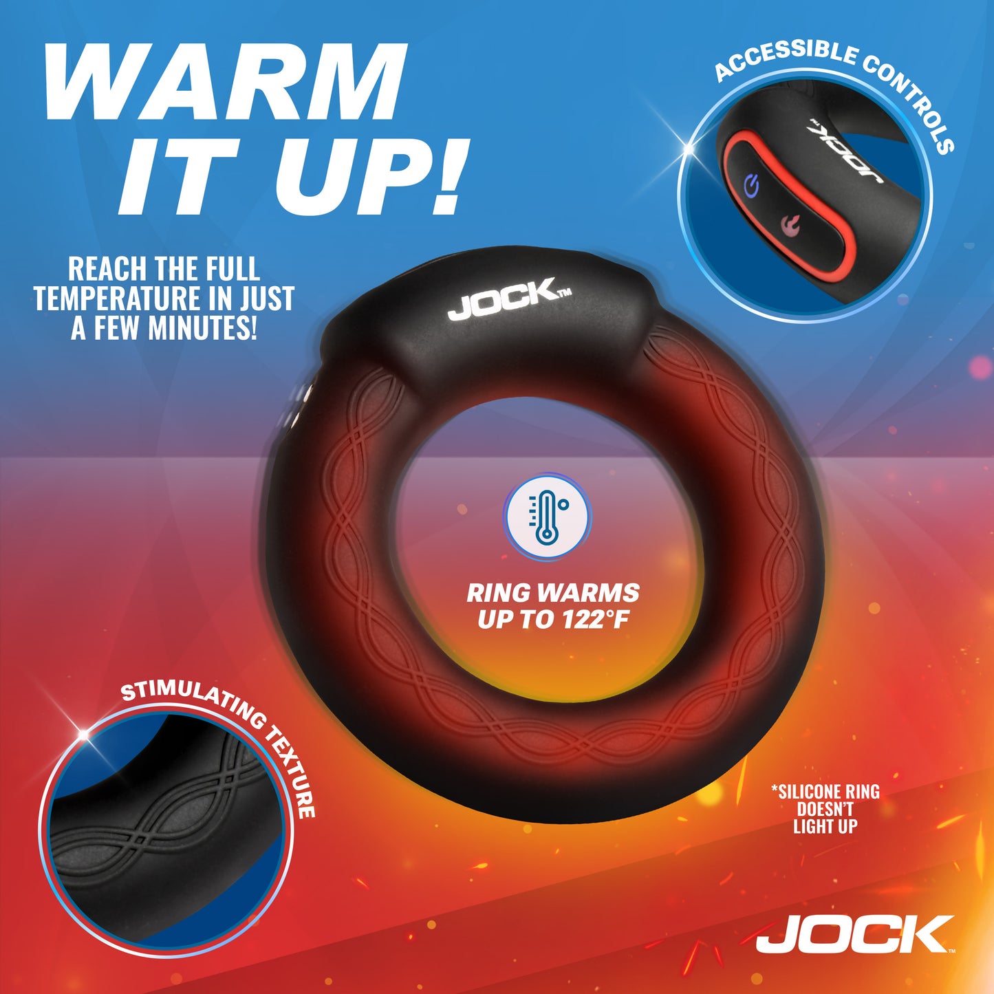 Rumbler Vibrating and Warming C-Ring - 1.8"