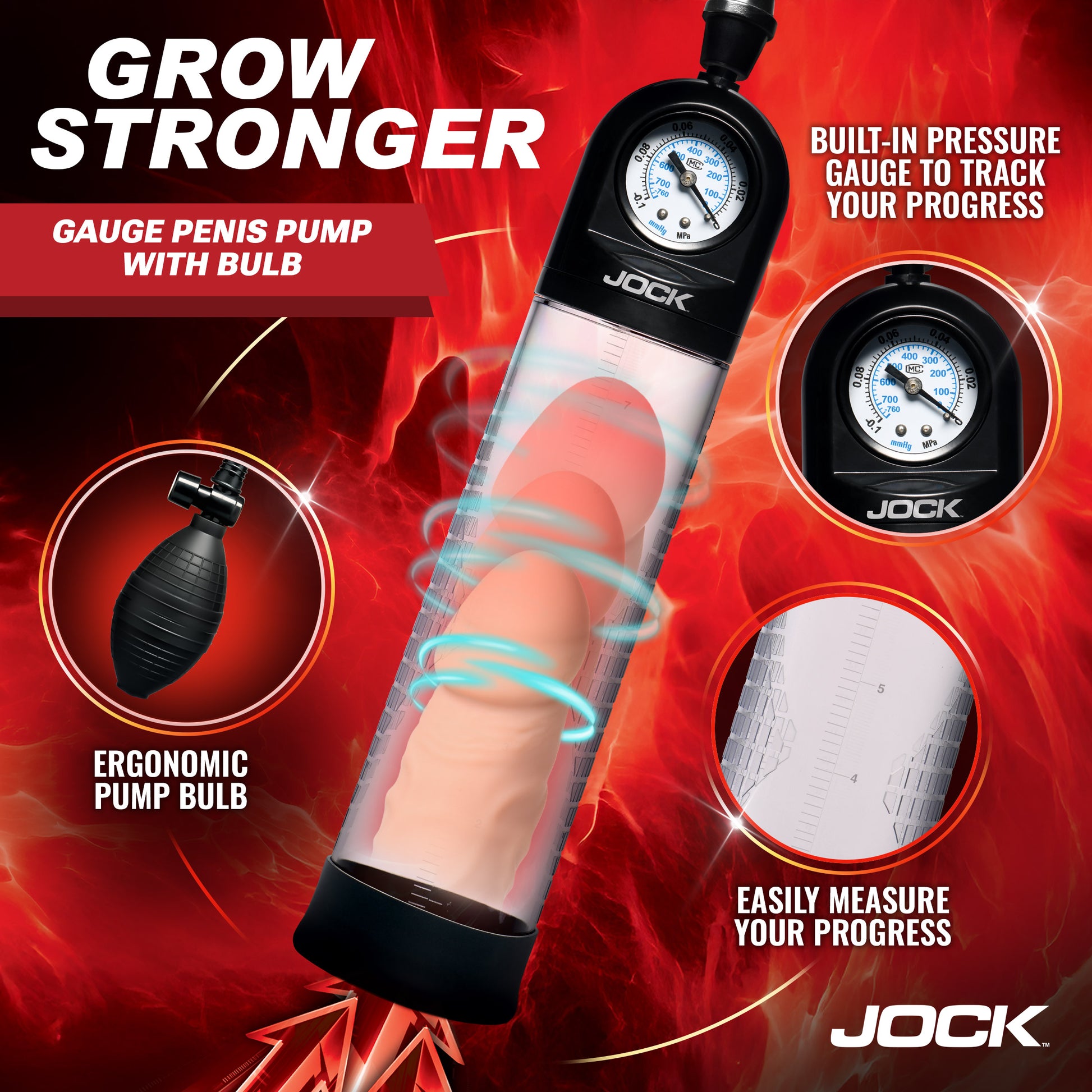 Pump Up Gauge Penis Pump with Bulb