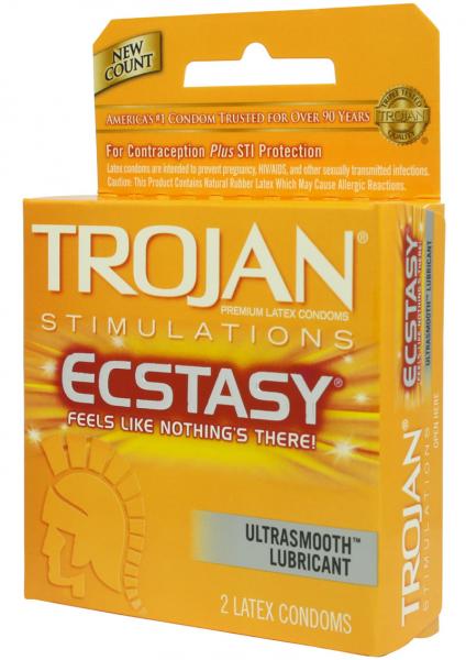 Trojan Ultra Ribbed Ecstasy Lubricated Condoms 2 Pack
