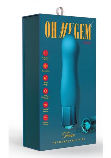 Blush Oh My Gem Fierce Rechargeable Warming Silicone G-spot Vibrator Blue Topaz