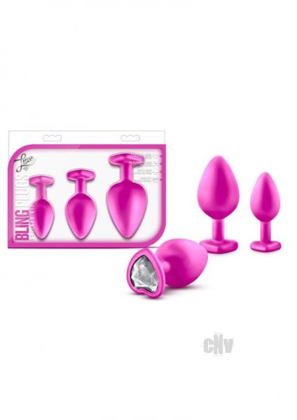 Blush Luxe Bling Plugs Training Kit - Pink w/White Gems