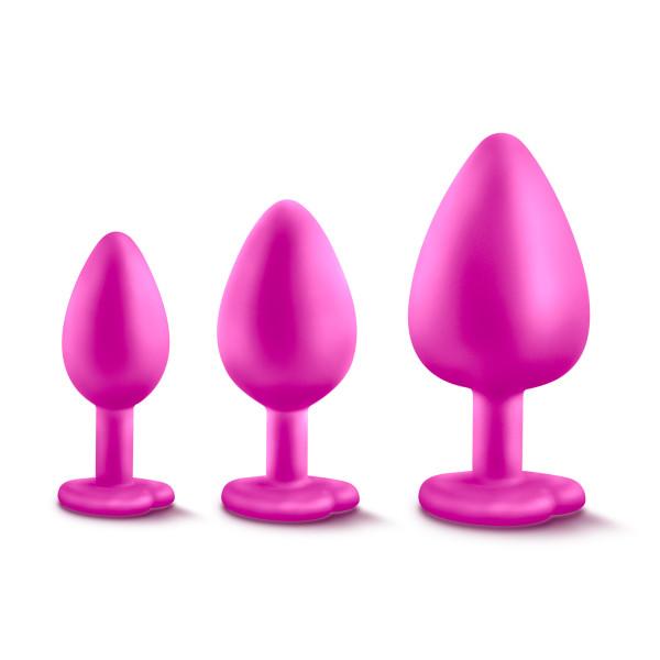 Blush Luxe Bling Plugs Training Kit - Pink w/White Gems
