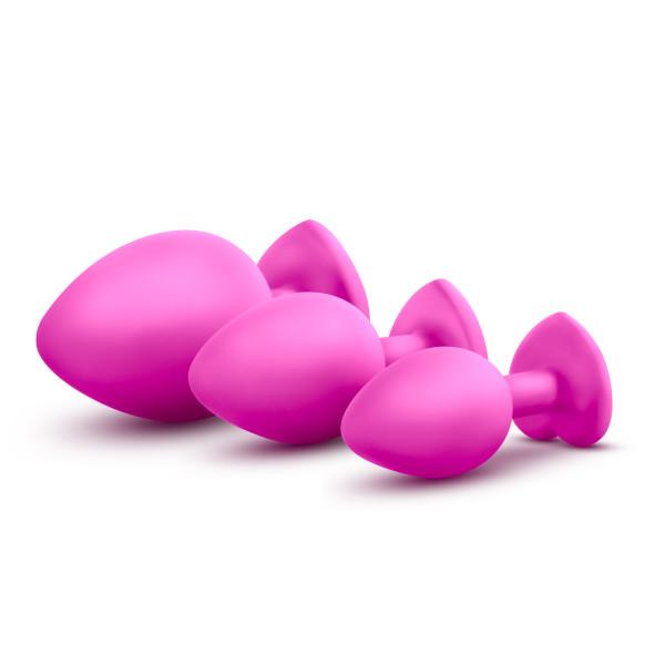 Blush Luxe Bling Plugs Training Kit - Pink w/White Gems