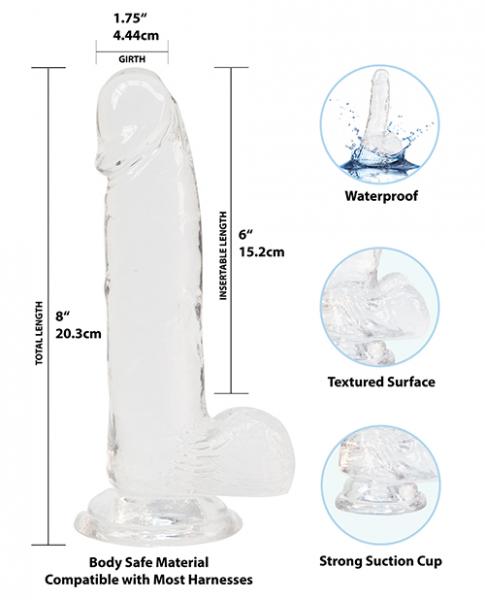 Crystal Addiction Dong 8 inches Clear