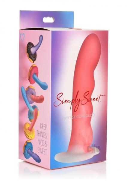 Wavy Silicone Pink and White Dildo