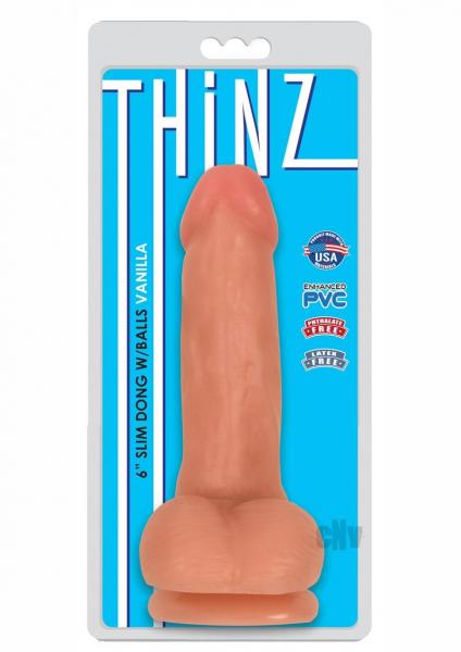 6 Inch Slim Dildo with Balls - Light