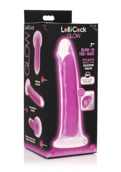 Curve Toys Lollicock 7" Glow In The Dark Silicone Dildo - Purple