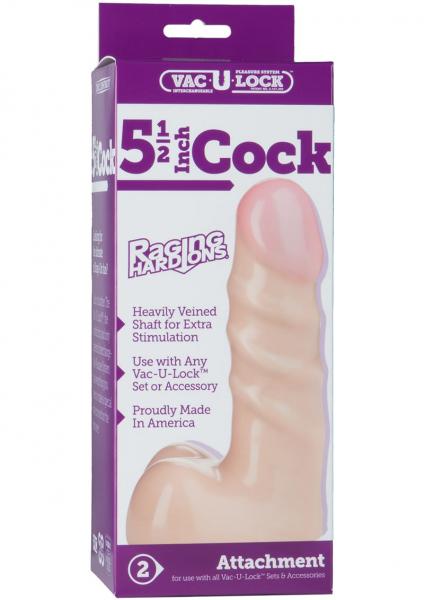 Vac-U-Lock 5.5" Raging Hard-Ons Cock - Beige