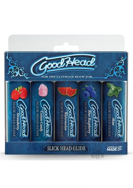 Goodhead - Slick Head Glide - 5 Pack - 1 Fl. Oz Strawberry, Cotton Candy, Watermelon, Blue Raspberr