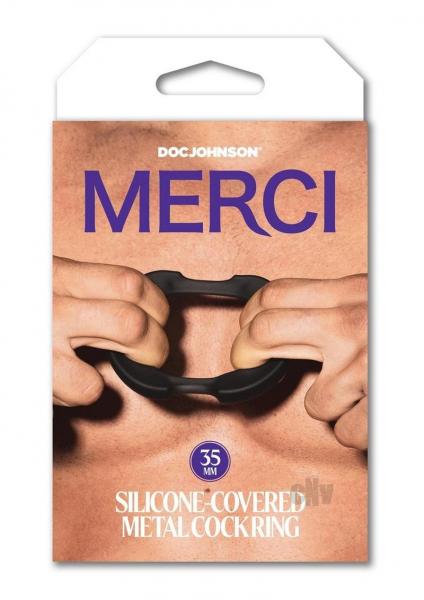 Merci Silicone Covered Metal Cock Ring 35mm Black