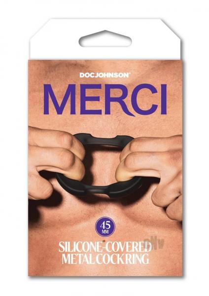 Merci Silicone Covered Metal Cock Ring 45mm Black