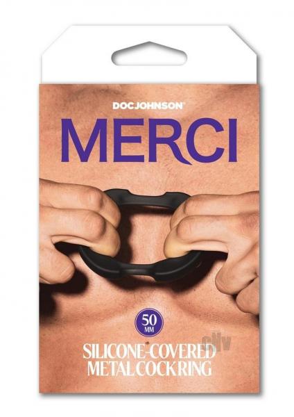 Merci Silicone Covered Metal Cock Ring 50mm Black