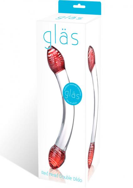 Red Head Glass Double Dildo