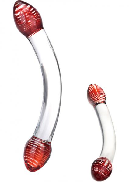 Red Head Glass Double Dildo