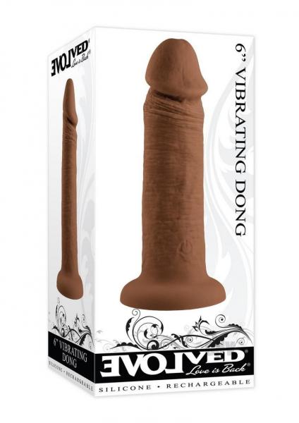 Evolved Rechargeable Vibrating 6 In. Silicone Dildo Dark