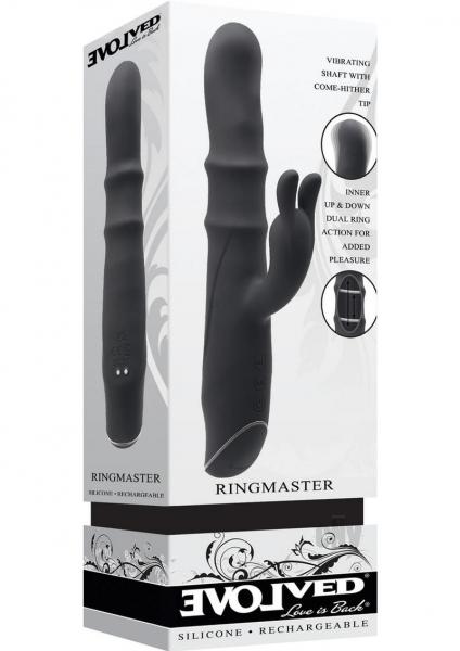 Evolved Ringmaster Rechargeable Dual Stim Vibe Silicone Black
