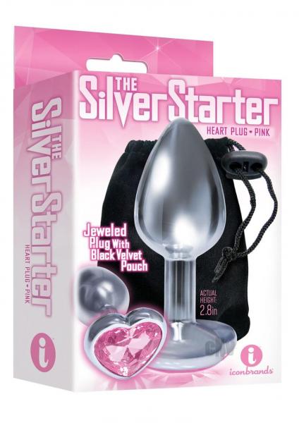 The 9's The Silver Starter Bejeweled Heart Stainless Steel Plug - Pink