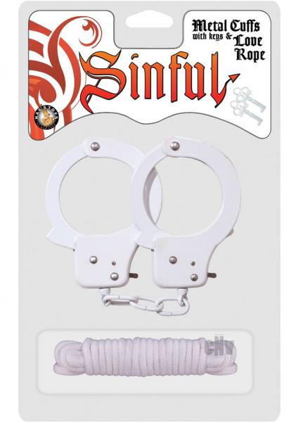 Sinful Metal Cuffs W/keys & Love Rope