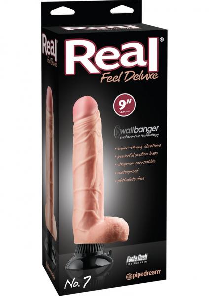 Real Feel Deluxe No 7 Wallbanger Vibrating Dildo Waterproof - Beige