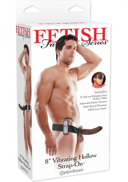 Fetish Fantasy 8in Vibrating Hollow Strap-on Brown