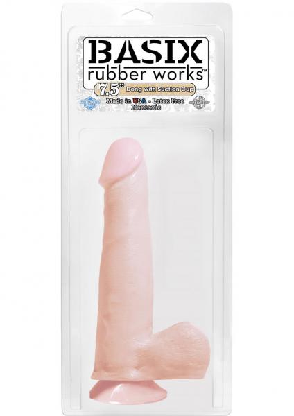Basix Rubber Works 7.5 Inch Dong With Suction Cup - Flesh