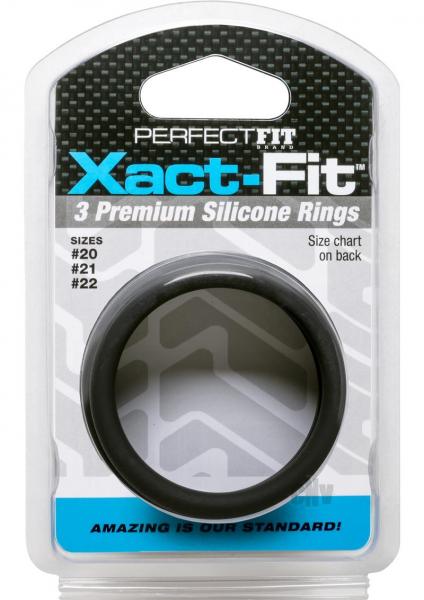 Perfect Fit Xact-fit Silicone Rings L-xl (#20, #21, #22) Black