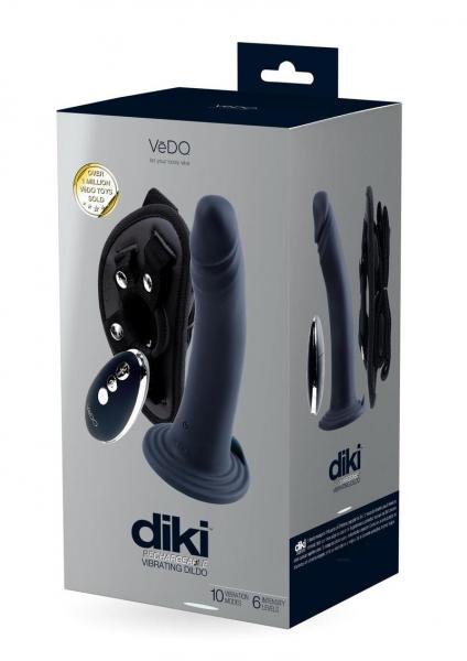 Vedo Diki Rechargeable Vibrating Dildo With Harness Just Black