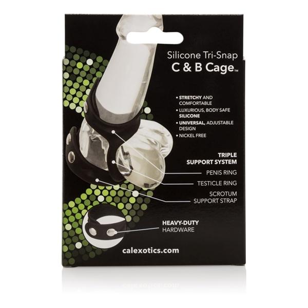 Silicone Tri Snap Cock & Ball Cage Black