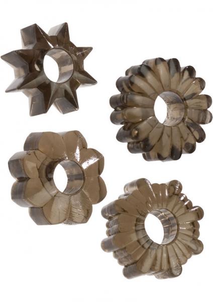 Basic Essentials Rings - Smoke Set of 4
