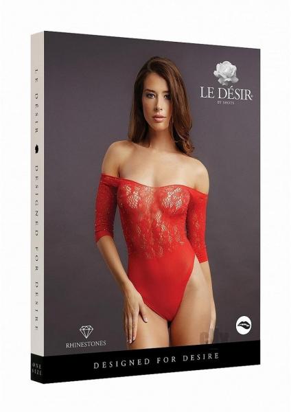 Shots Le Desir Crotchless Rhinestone Teddy Os Red