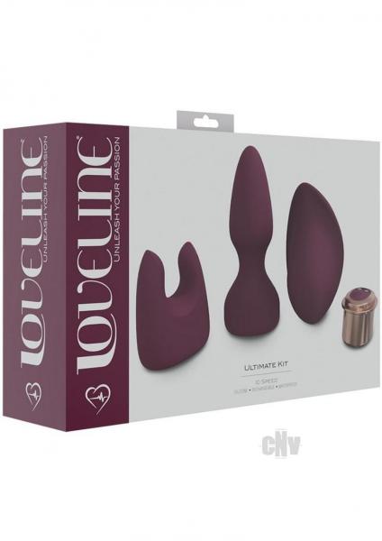 Loveline Ultimate Kit 10 Speed Silicone Rechargeable Waterproof Burgundy