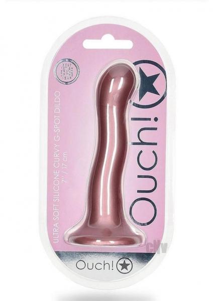Shots Ouch! Ultra Soft Silicone 7 In. Curvy G-spot Dildo Rose Gold