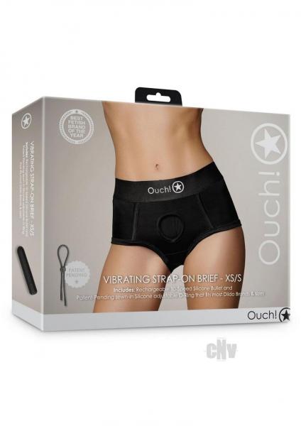 Shots Ouch Vibrating Strap On Brief - Black Xs/s