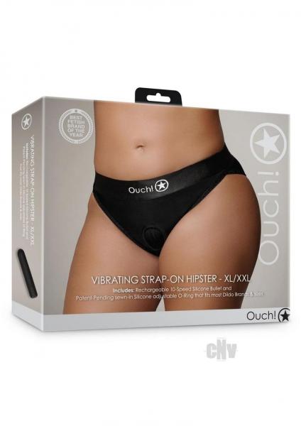 Shots Ouch Vibrating Strap On Hipster - Black Xl/xxl