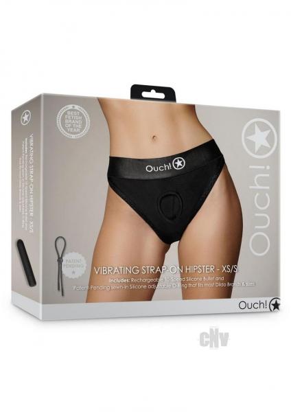 Shots Ouch Vibrating Strap On Hipster - Black Xs/s