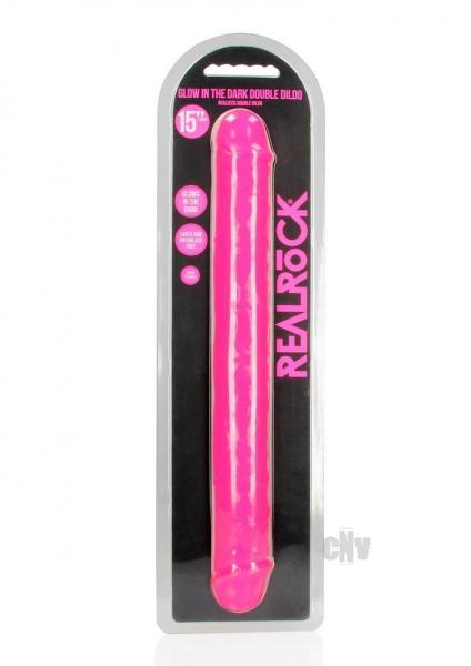 Realrock Glow In The Dark Double Dong 15 In. Dual-ended Dildo Neon Pink