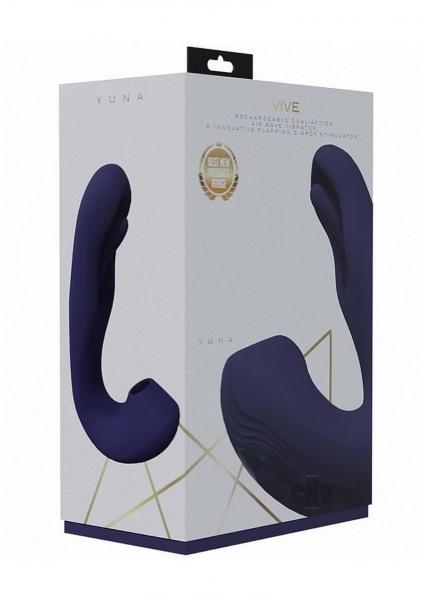 Vive Yuna Rechargeable Dual Motor Airwave Vibrator With Innovative G-spot Flapping Stimulator Purple