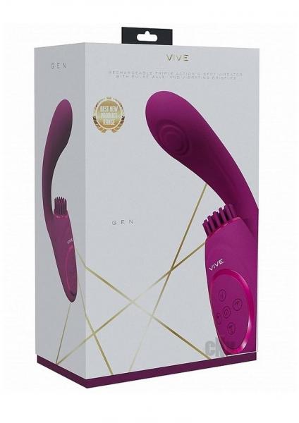 Vive Gen Rechargeable Triple Motor G-spot Vibrator With Pulse Wave And Vibrating Bristles Pink