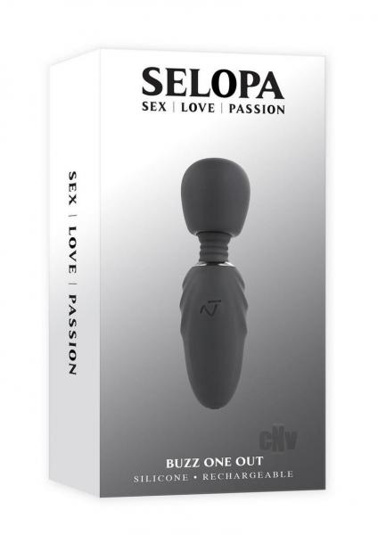 Selopa Buzz One Out Rechargeable Silicone Mini Wand Vibrator Black