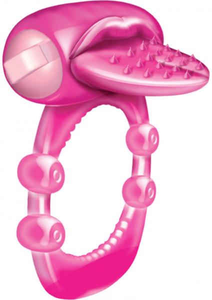 Nubbie Tongue Magenta Pink Vibrating Cock Ring