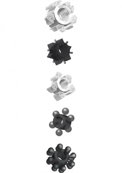 Hung Pleasure Stars Jelly Cock Rings Black/clear 6 Pack
