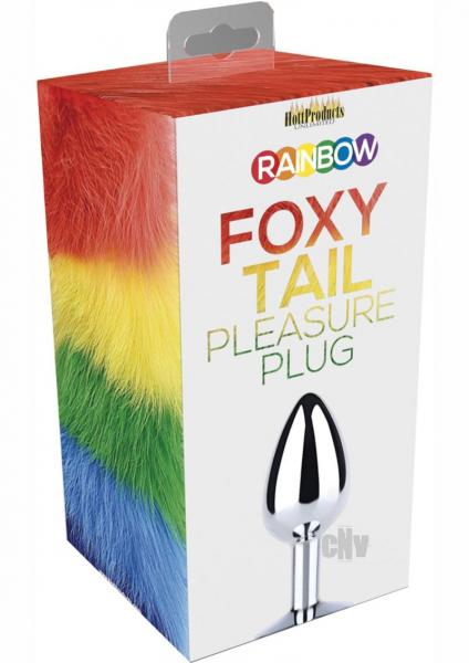 Rainbow Foxy Tail Fur Tail With Stainless Steel Butt Plug