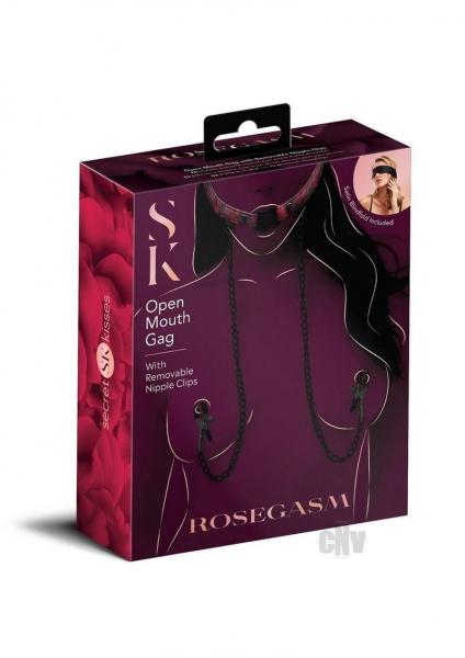 Rosegasm Open Mouth Gag W/ Nipple Clamps