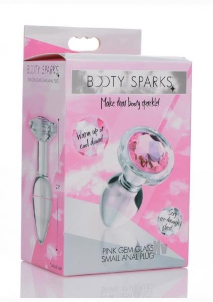 Pink Gem Glass Anal Plug - Small