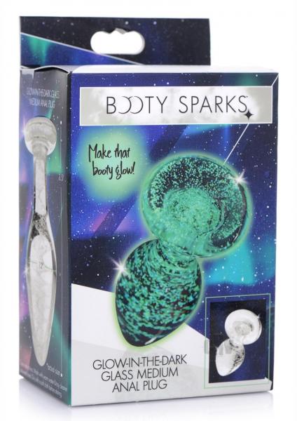 Glow-In-The-Dark Glass Anal Plug - Medium