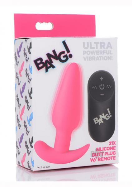 Remote Control 21X Vibrating Silicone Butt Plug - Pink