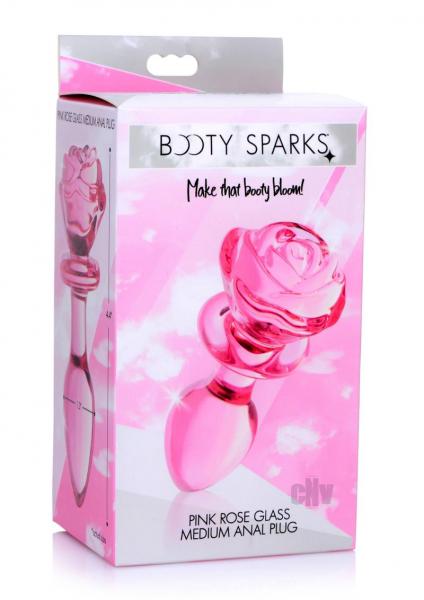 Pink Rose Glass Anal Plug - Medium