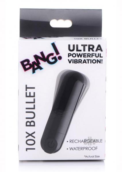 10X Rechargeable Vibrating Metallic Bullet - Black
