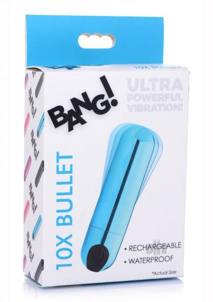 10X Rechargeable Vibrating Metallic Bullet - Blue