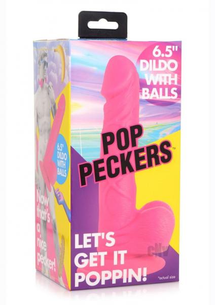 6.5 Inch Dildo with Balls - Pink
